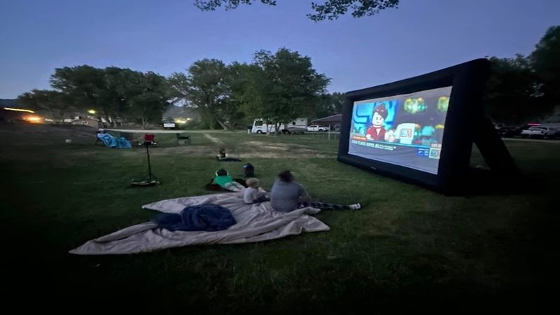 Outdoor movie night at Lost Trail Resort